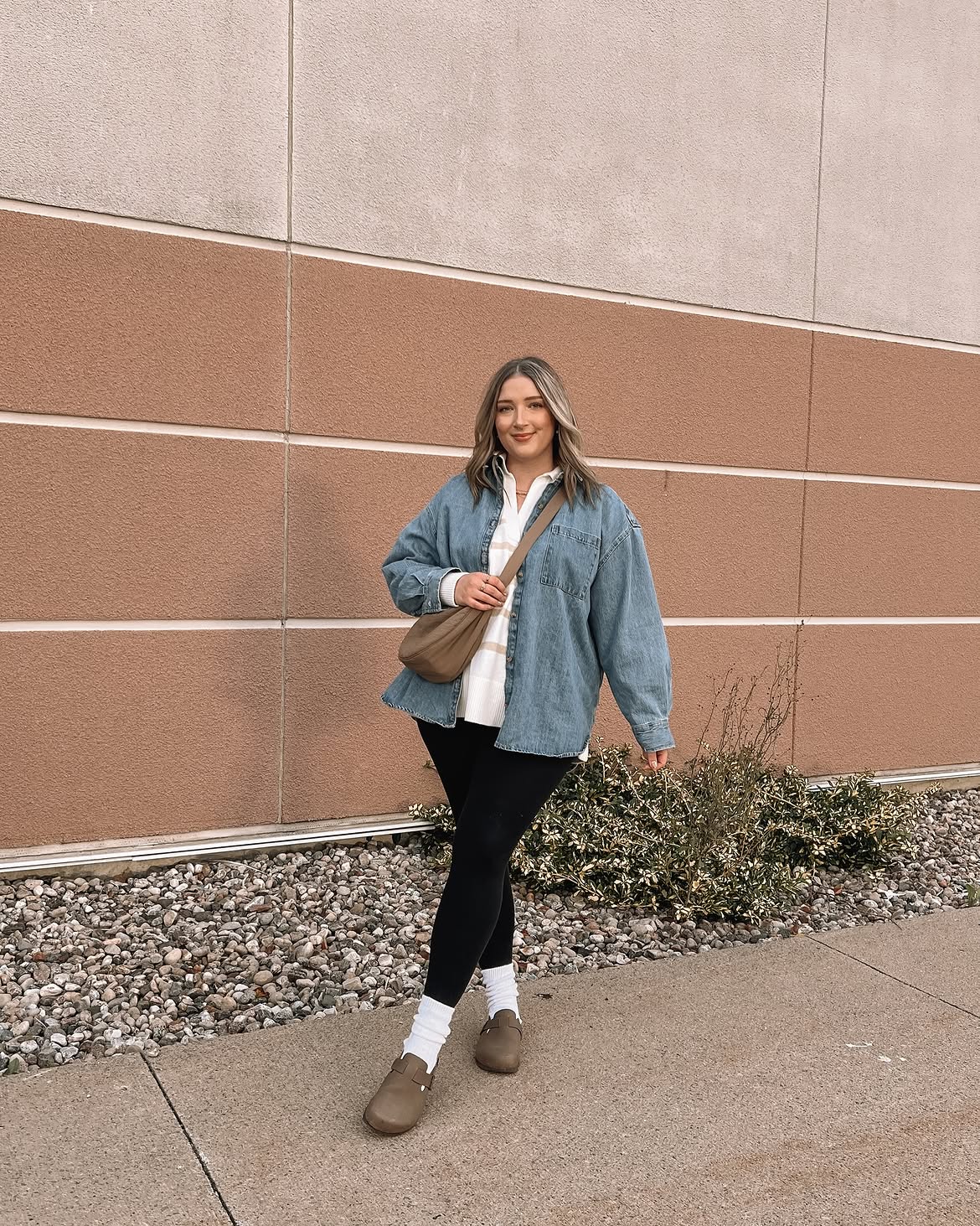 Chic Denim Layered Leggings Outfit