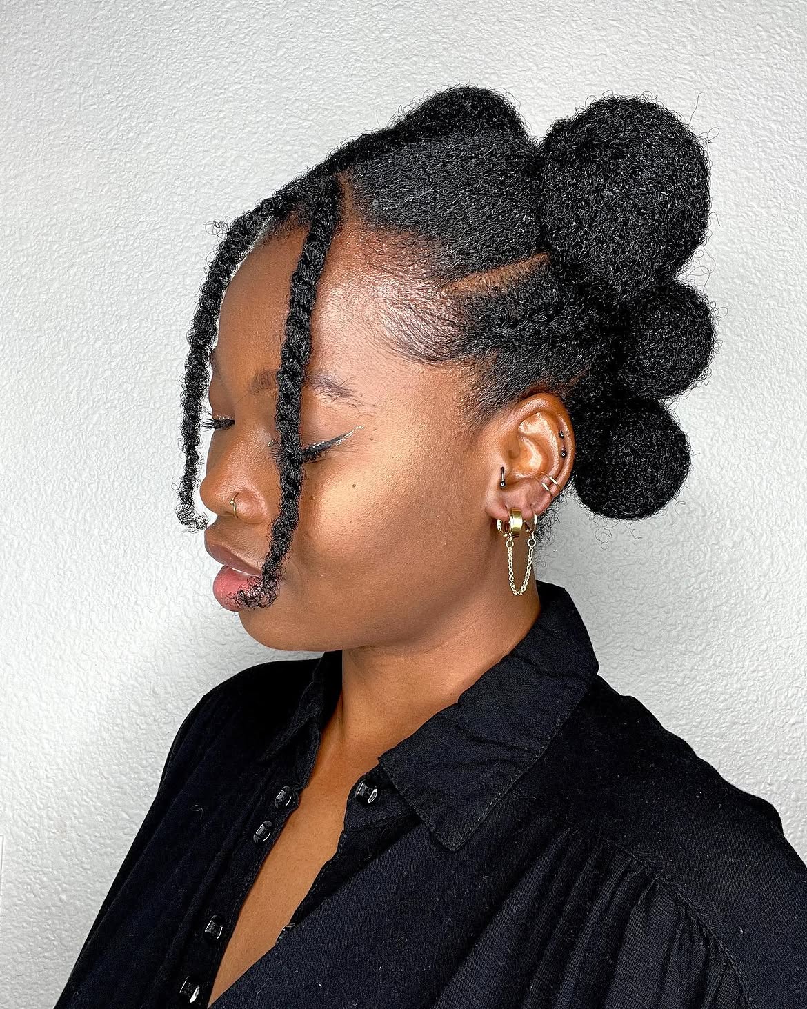 Chic Space Buns With Braided Front Pieces