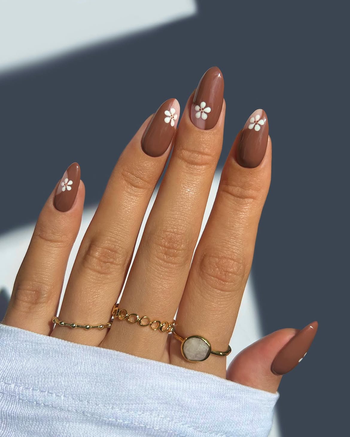 Chocolate Aura French Almond Nails