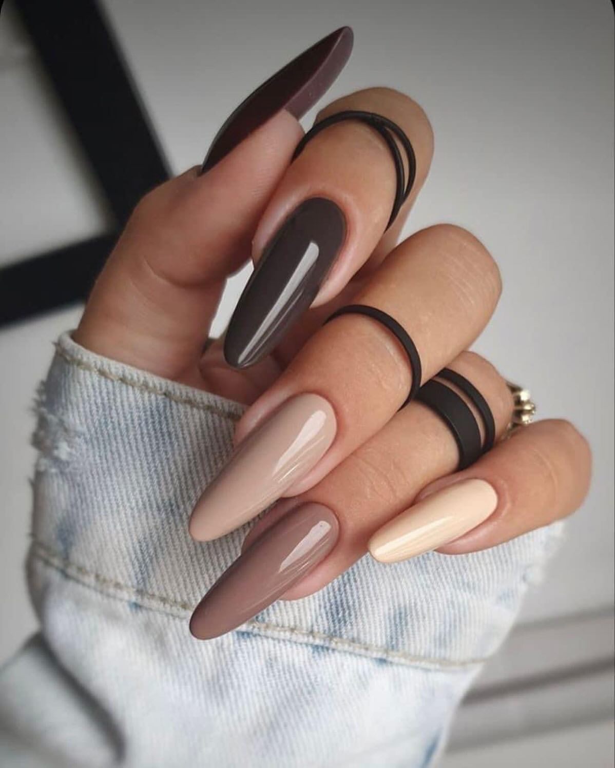 Chocolate Milk Ombre Stiletto Nails