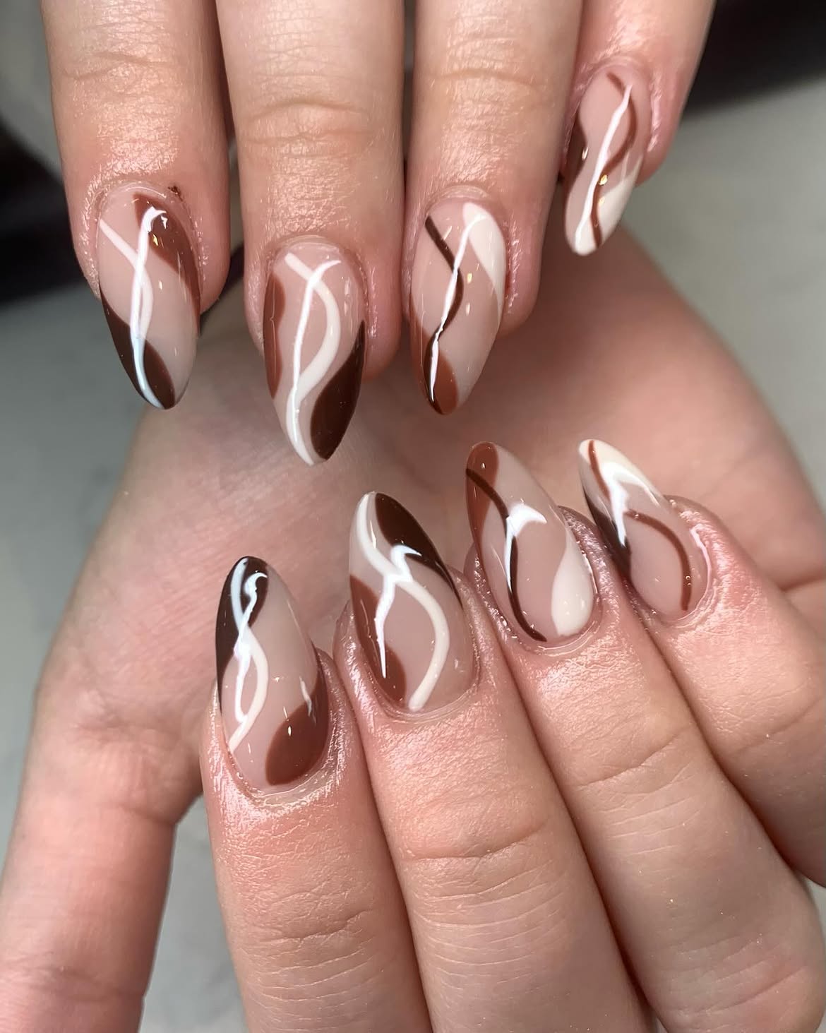 Chocolate Swirl Almond Nails