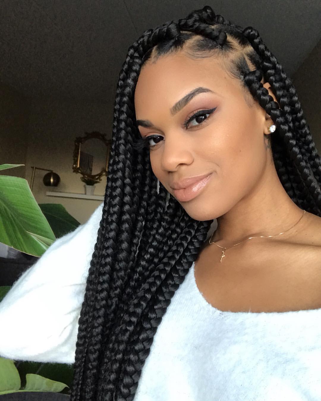 Chunky Box Braids With Defined Edges