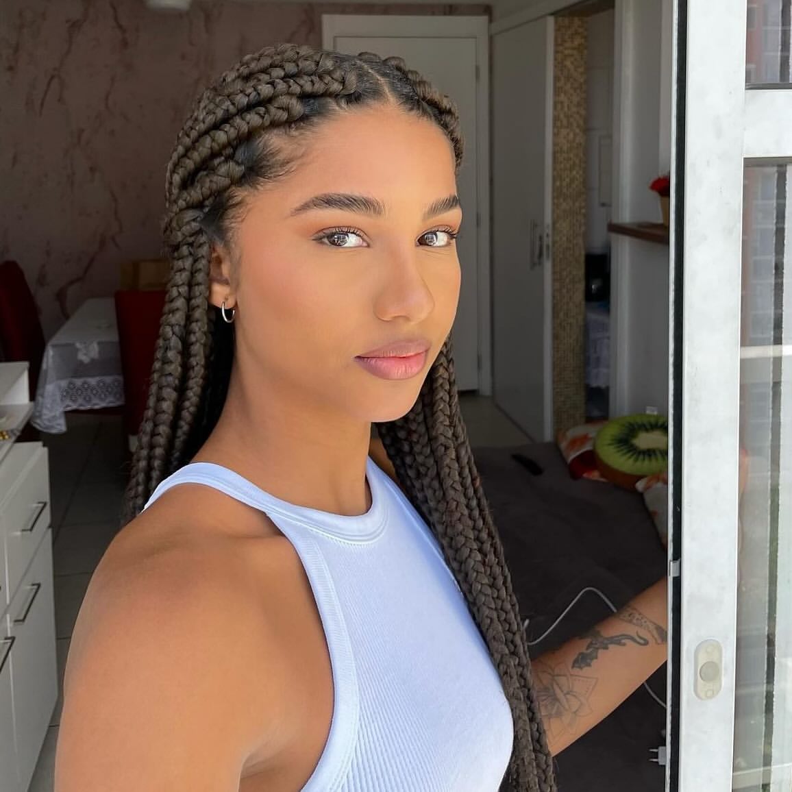 Chunky Box Braids With Defined Parts
