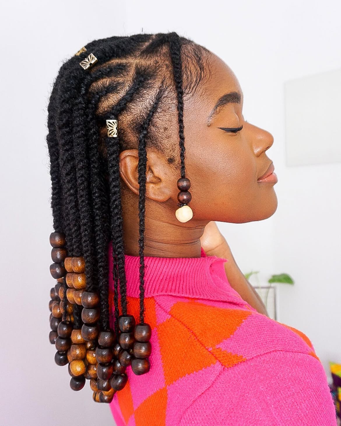 Chunky Braids With Wooden Bead Embellishments