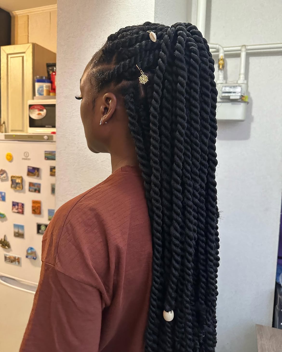 Chunky Twist High Ponytail With Shell Adornments