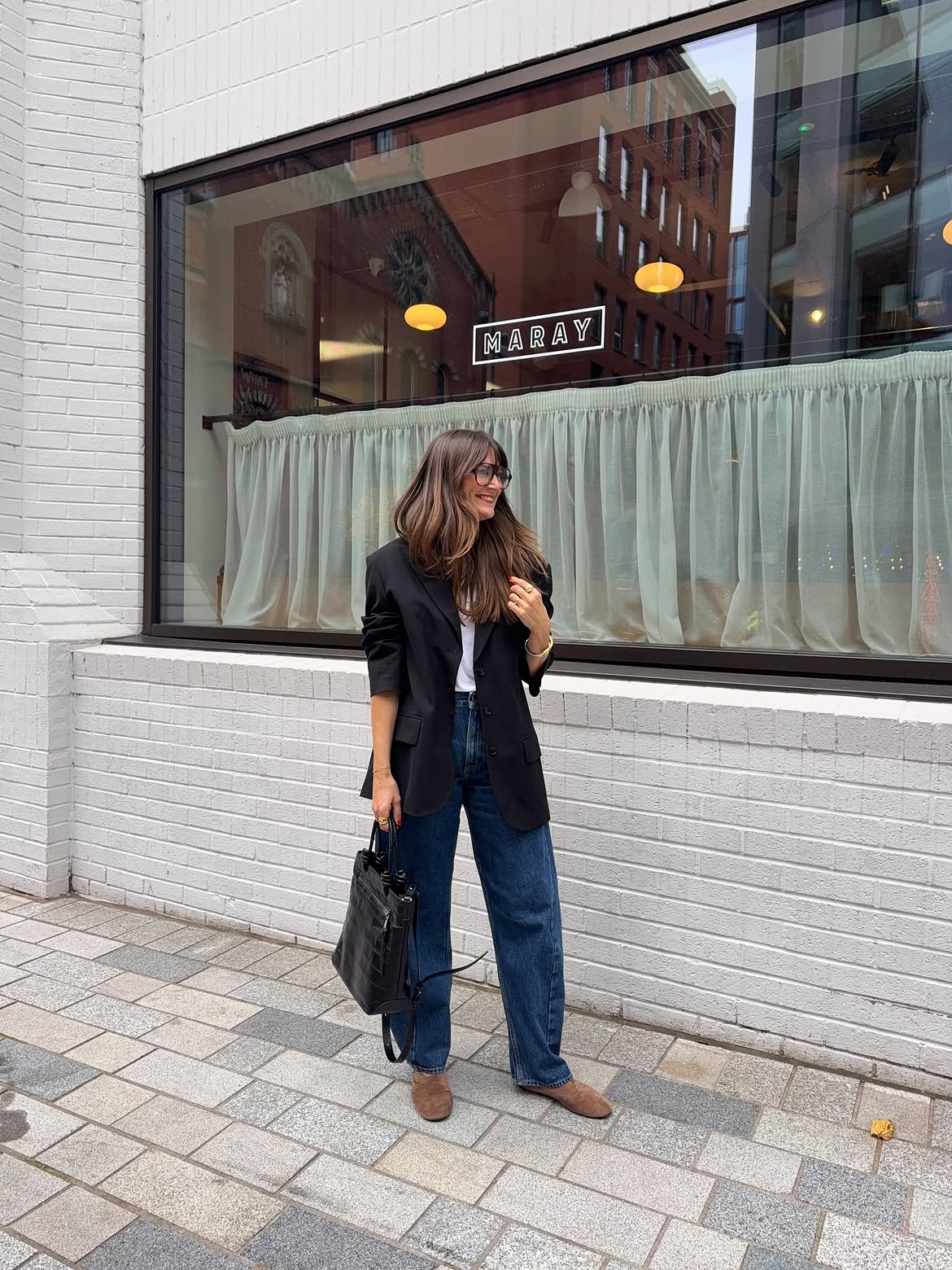 Classic Black Blazer With Straight Leg Denim