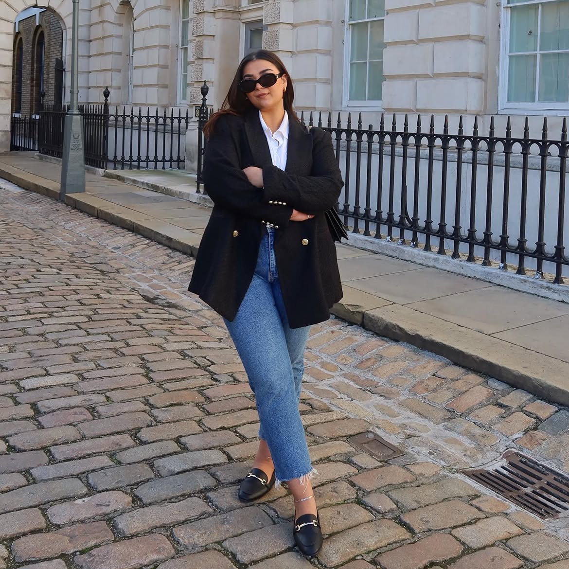 Classic Black Blazer With Straight Leg Jeans