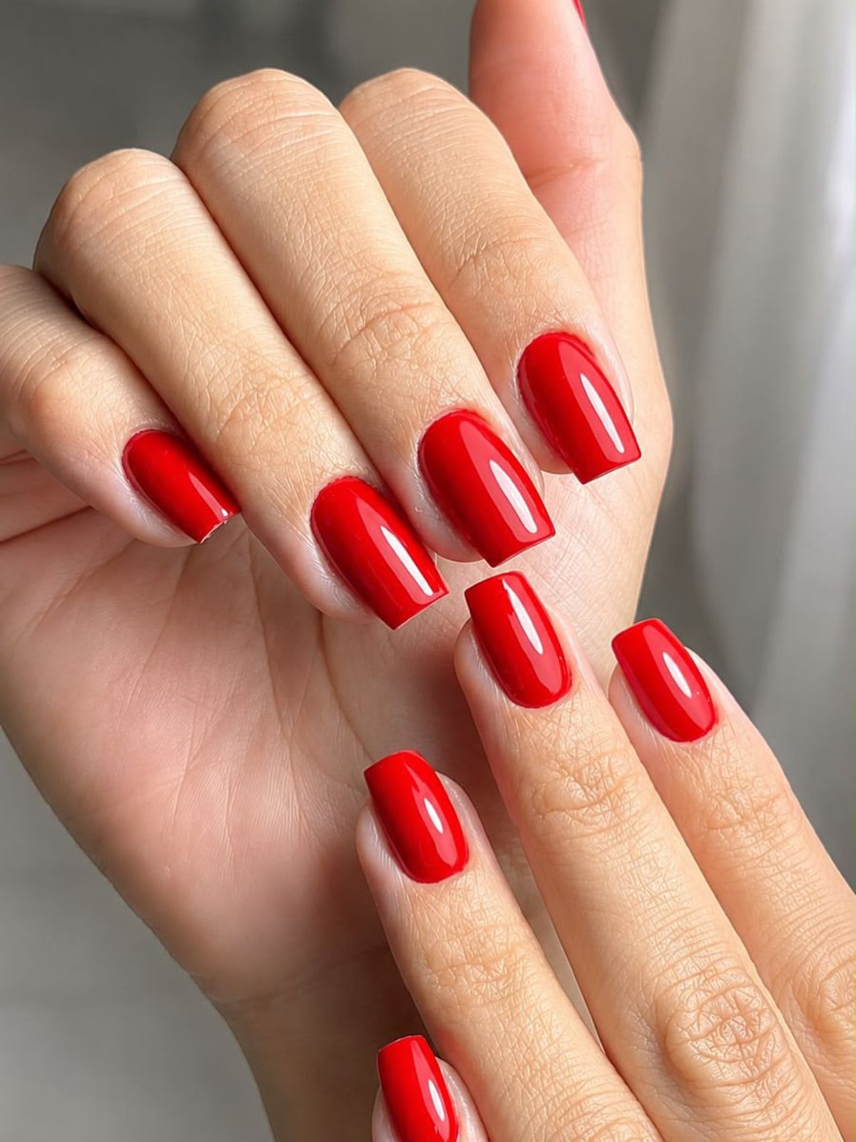 Classic Crimson Glossy Ballerina Nails