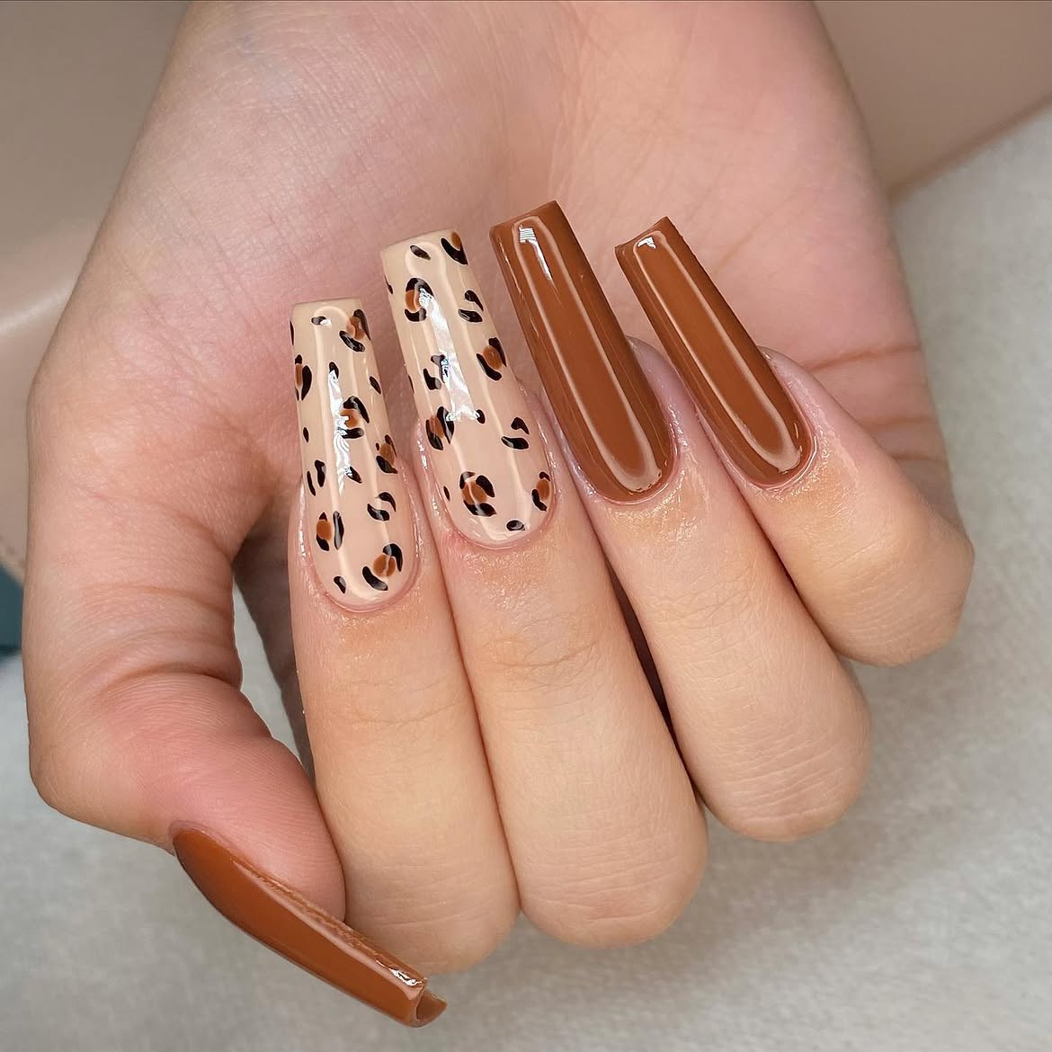 Classic Leopard Print Coffin Nails