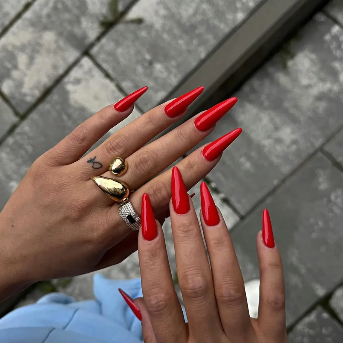 Classic Red Stiletto Nails
