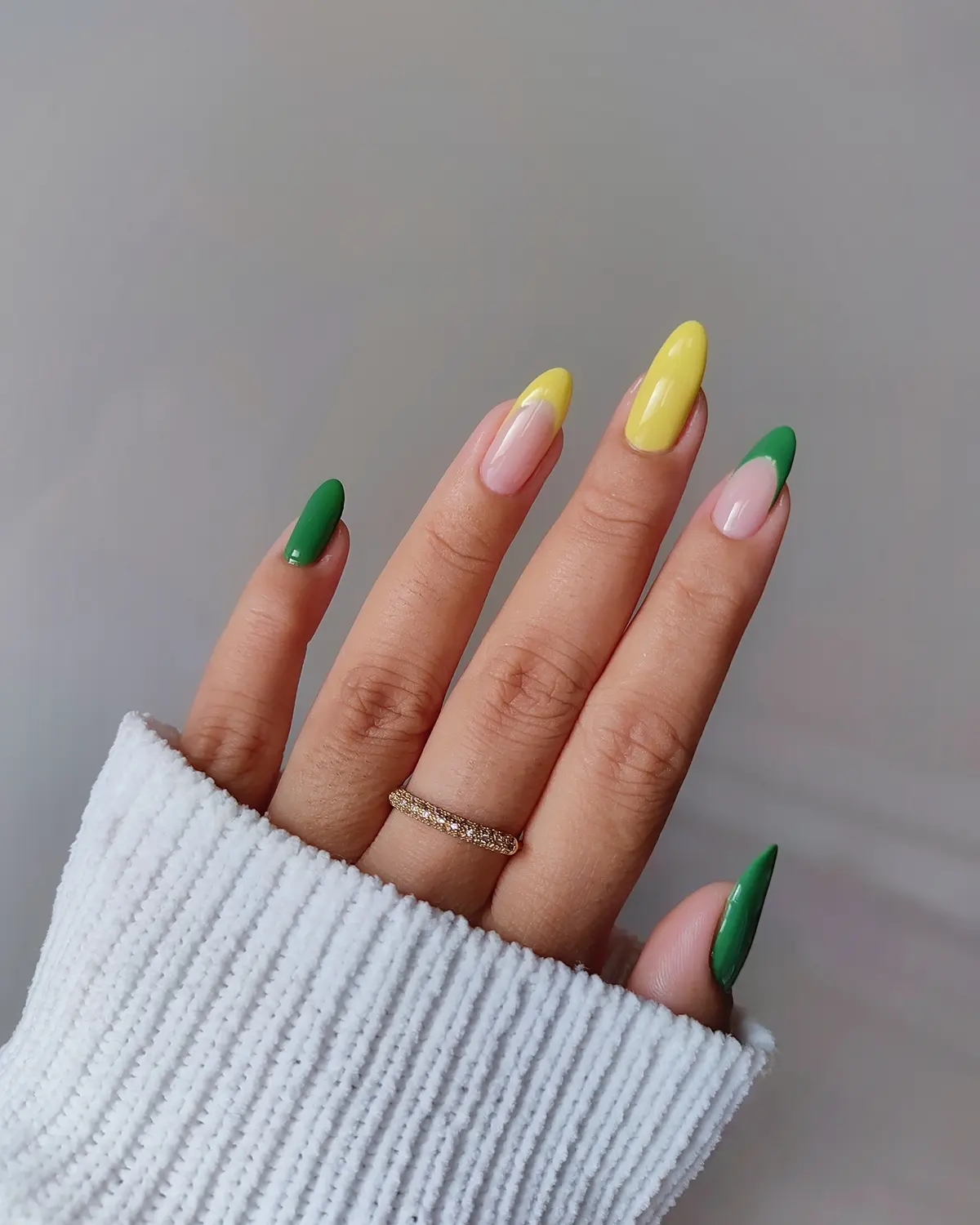 Color Block French Tip Almond Nails