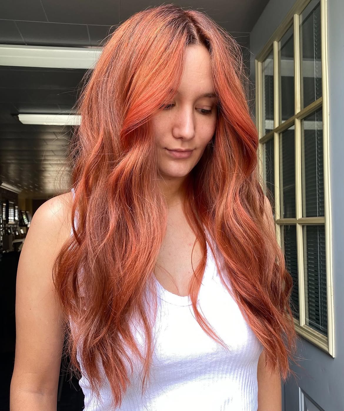 Copper Rose Gold Lived-In Waves With Face Framing