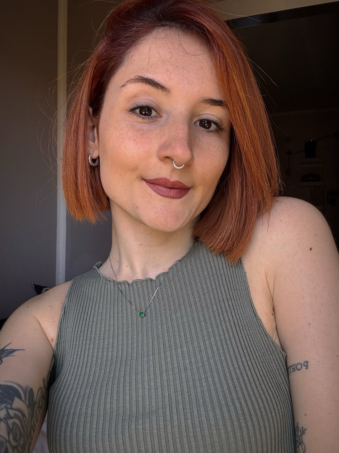 Copper Short Bob With Soft Face Framing