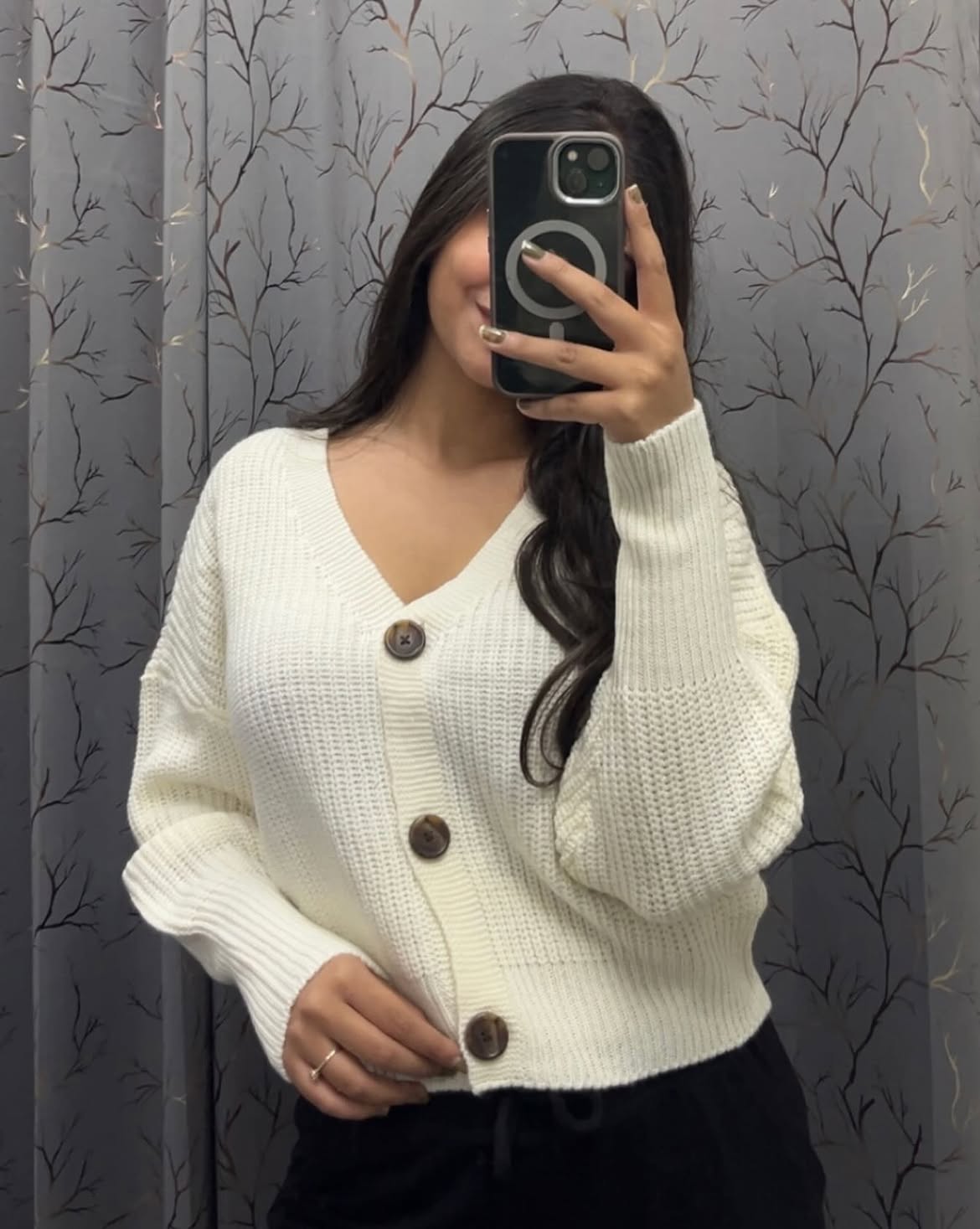 Cozy Cream Cardigan With Black Joggers