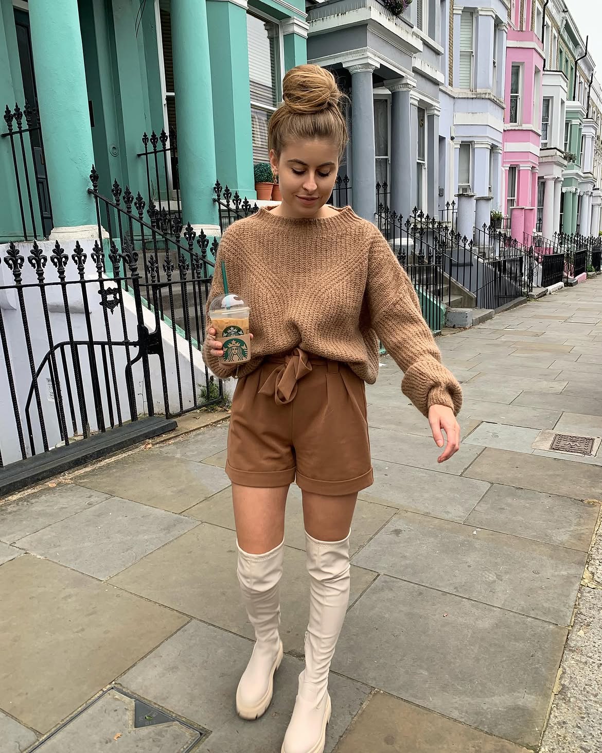 Cozy Knit With High-Waisted Paperbag Shorts Outfit