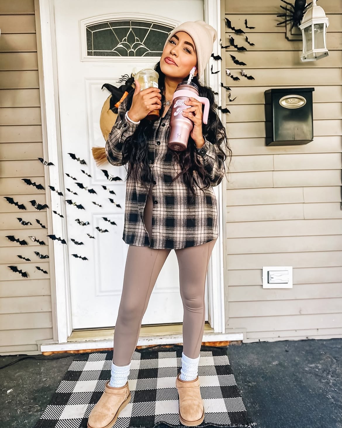 Cozy Plaid Shacket And Leggings Fall Outfit