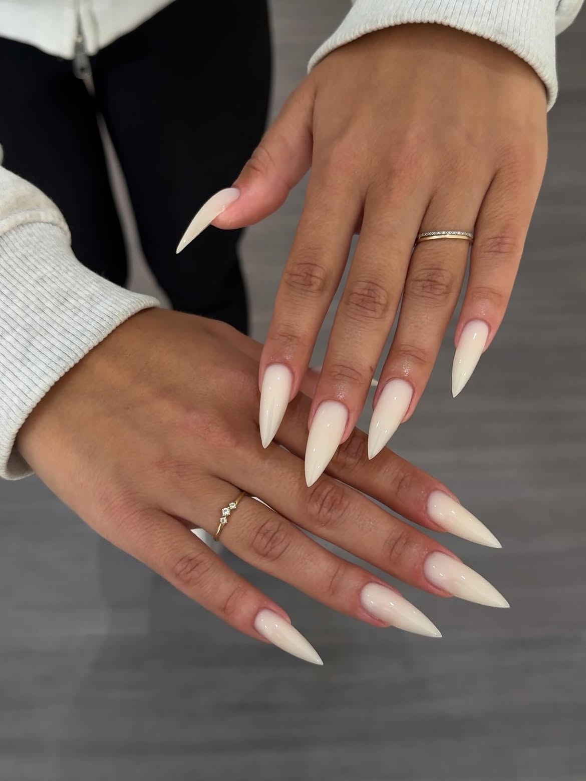Creamy White Glossy Stiletto Nails