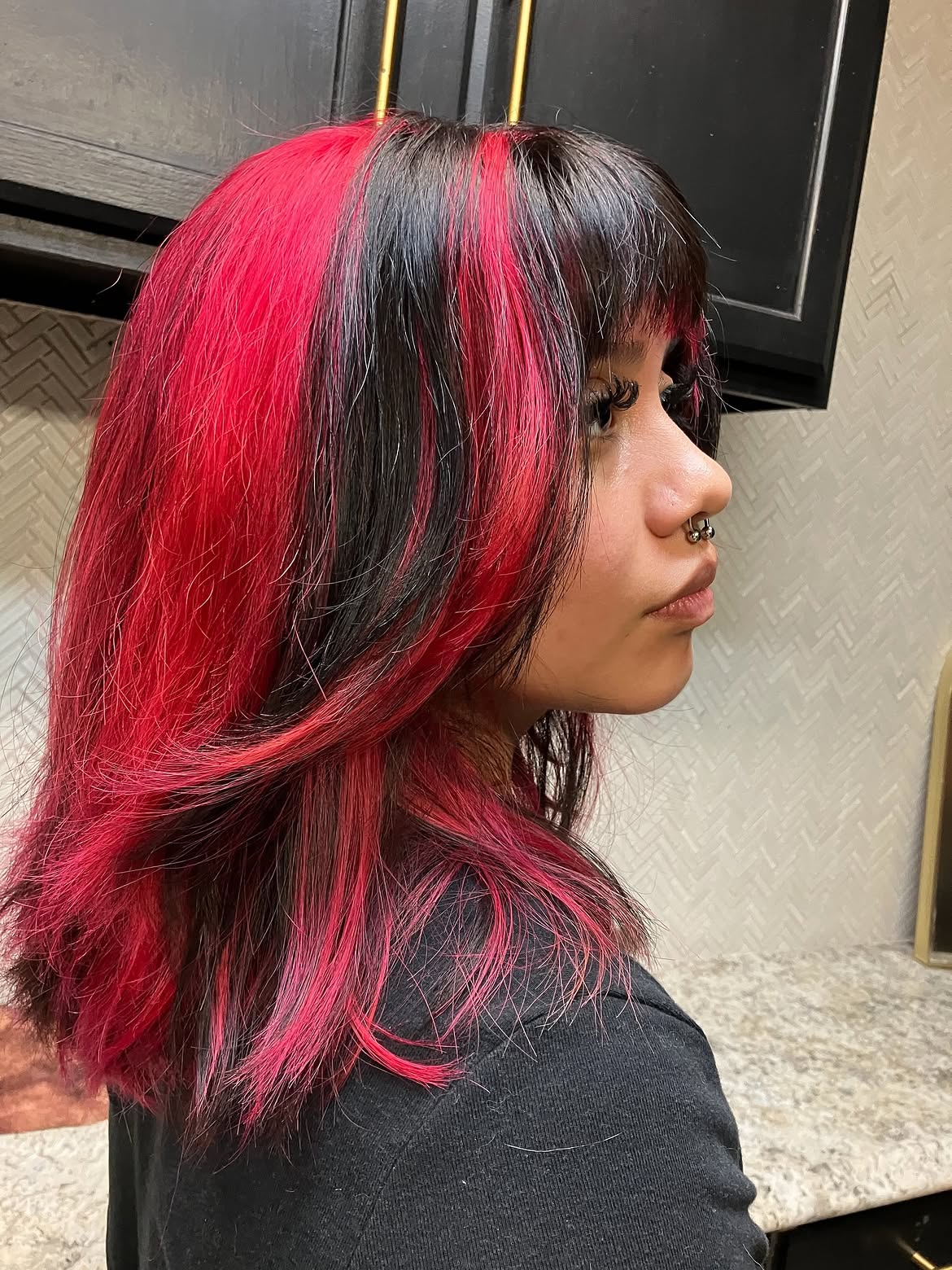 Crimson Streaks With Textured Layers