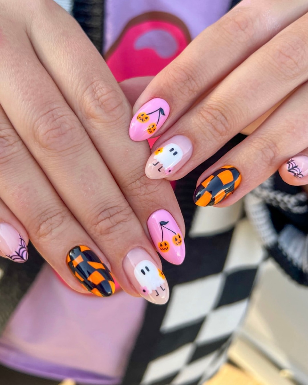 Cute Halloween Ghost and Cherry Nail Art
