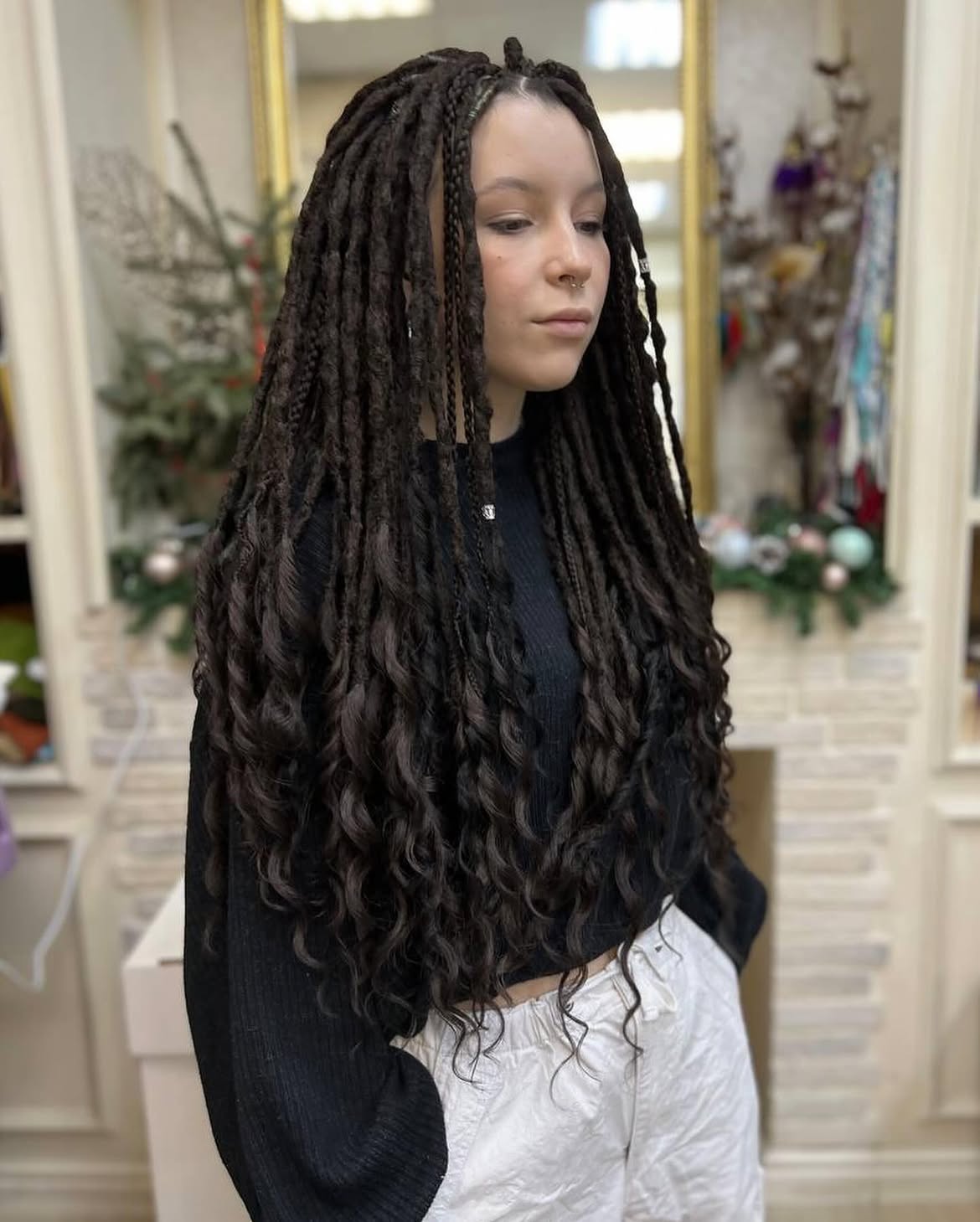 Dark Coffee Dreadlocks With Loose Waves