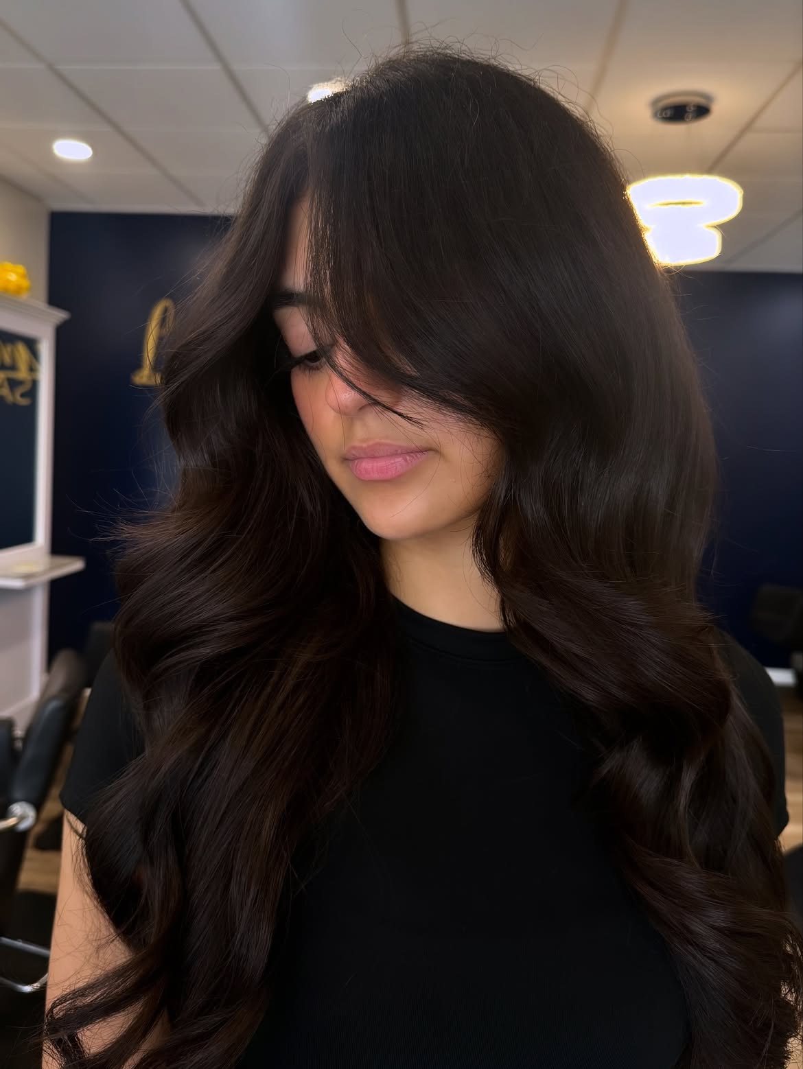 Deep Brunette Waves With Face Framing Layers
