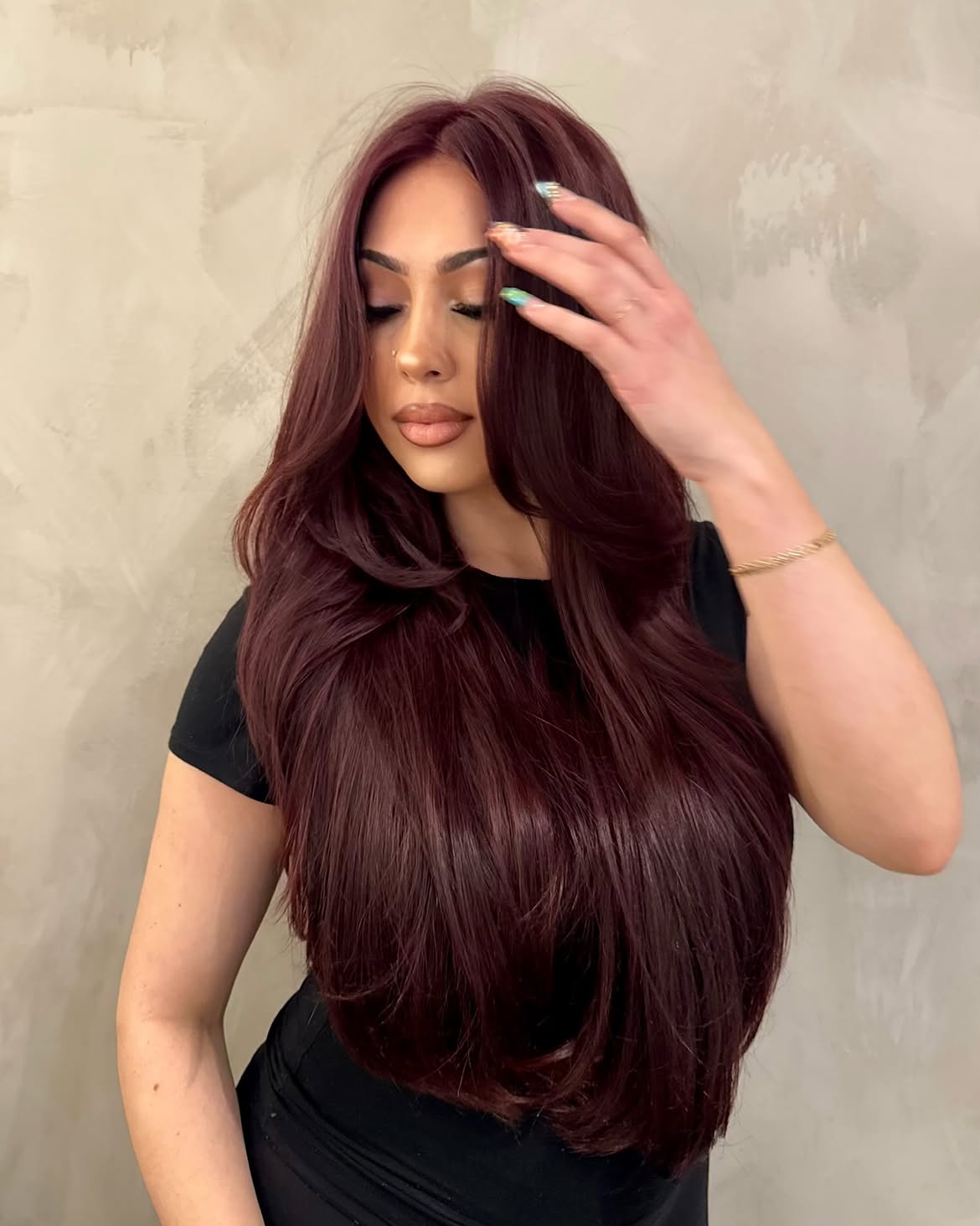 Deep Cherry Cola Red Wavy Layers