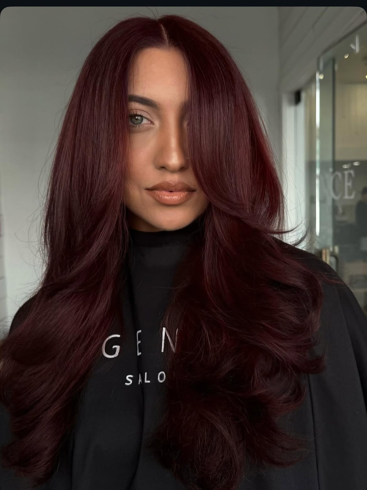 Deep Cherry Cola With Face Framing Layers