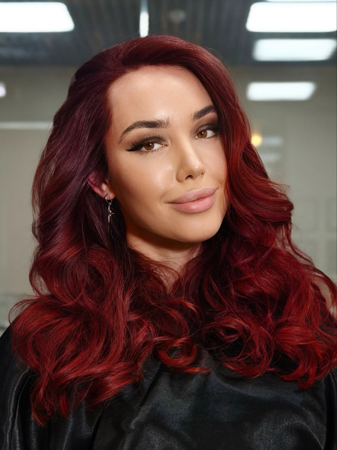 Deep Cherry Red Hollywood Waves