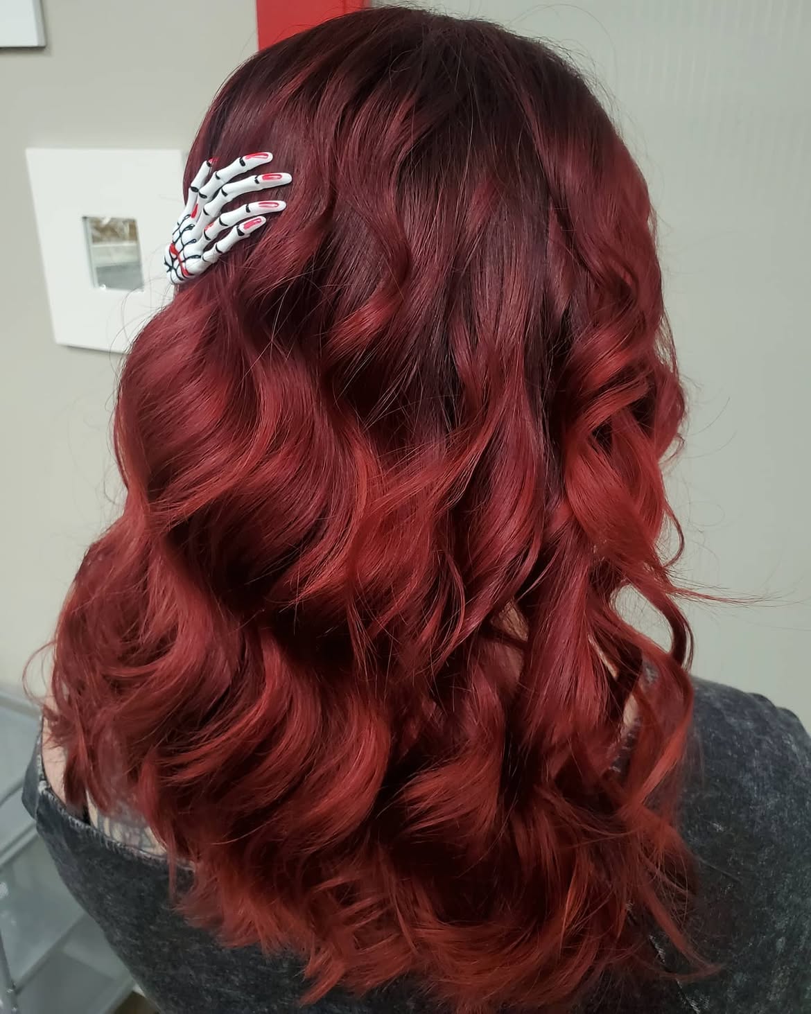 Deep Cherry Red Waves With Ombre Effect