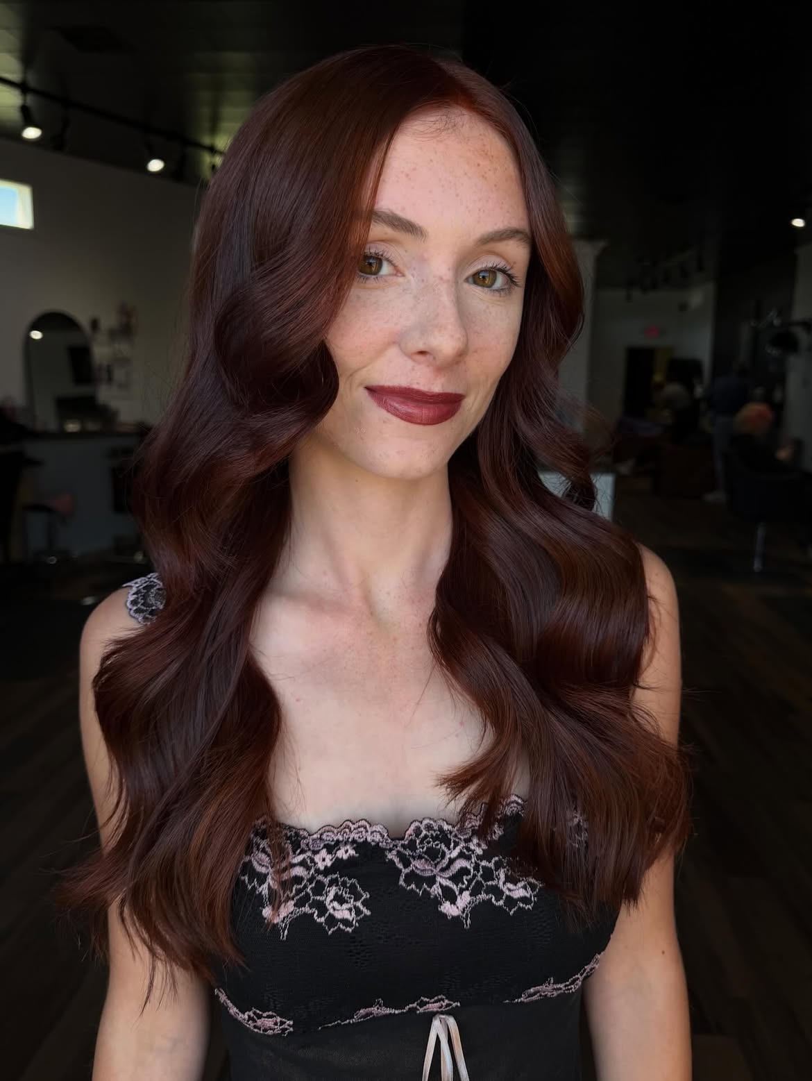 Deep Cherry Red Waves With Subtle Layers