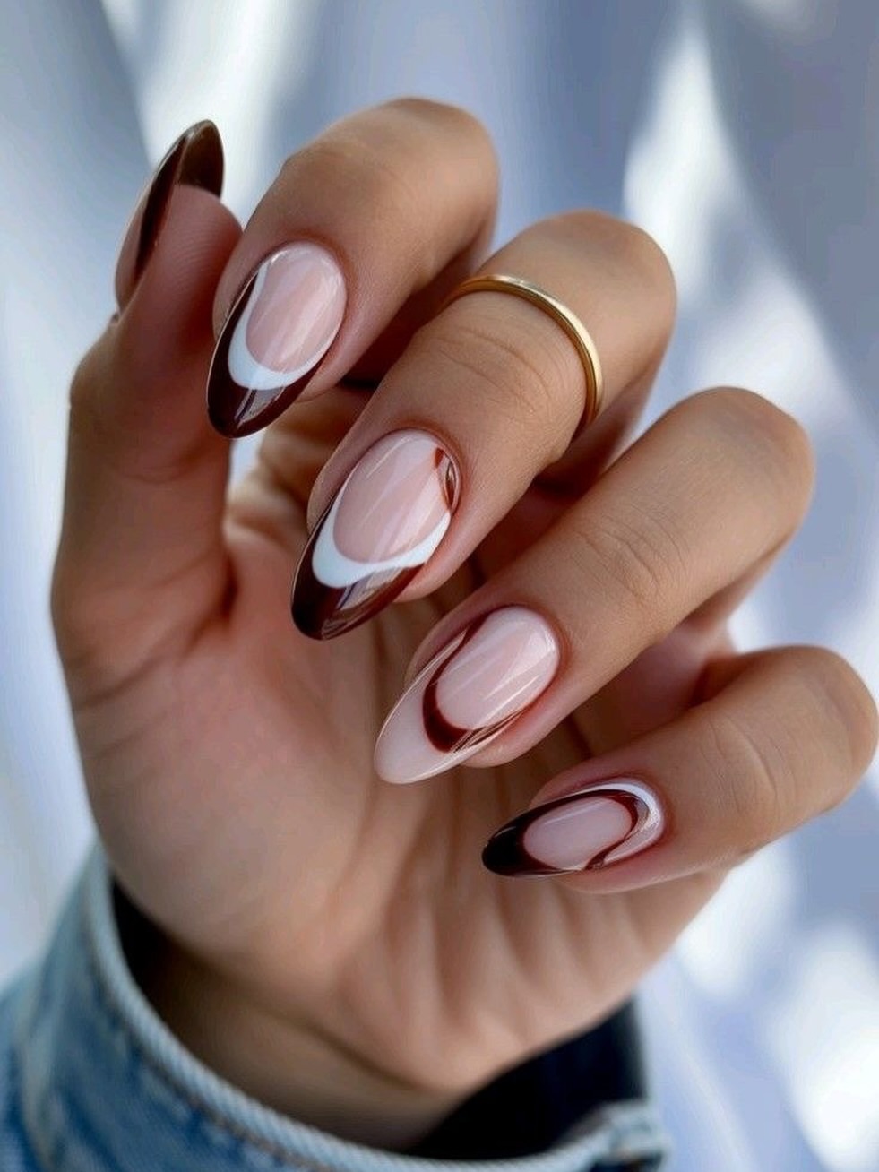 Deep Chocolate Outline French Tips