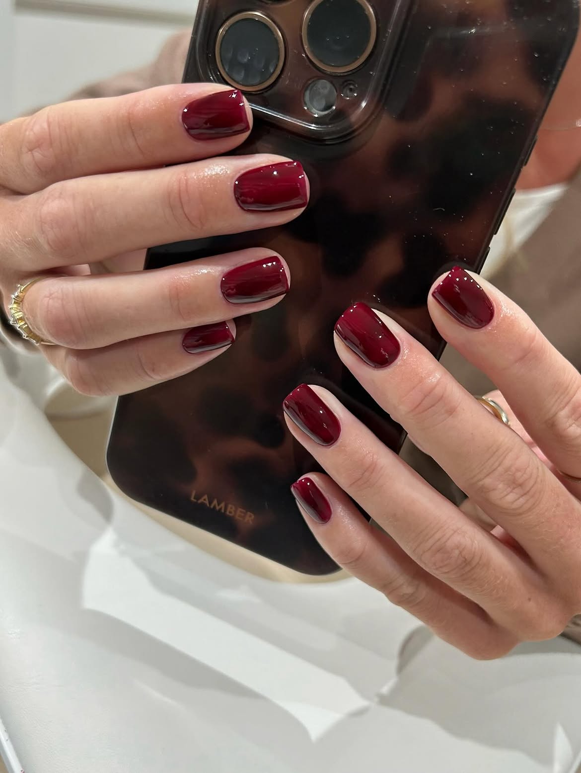 Deep Cranberry High Gloss Square Nails