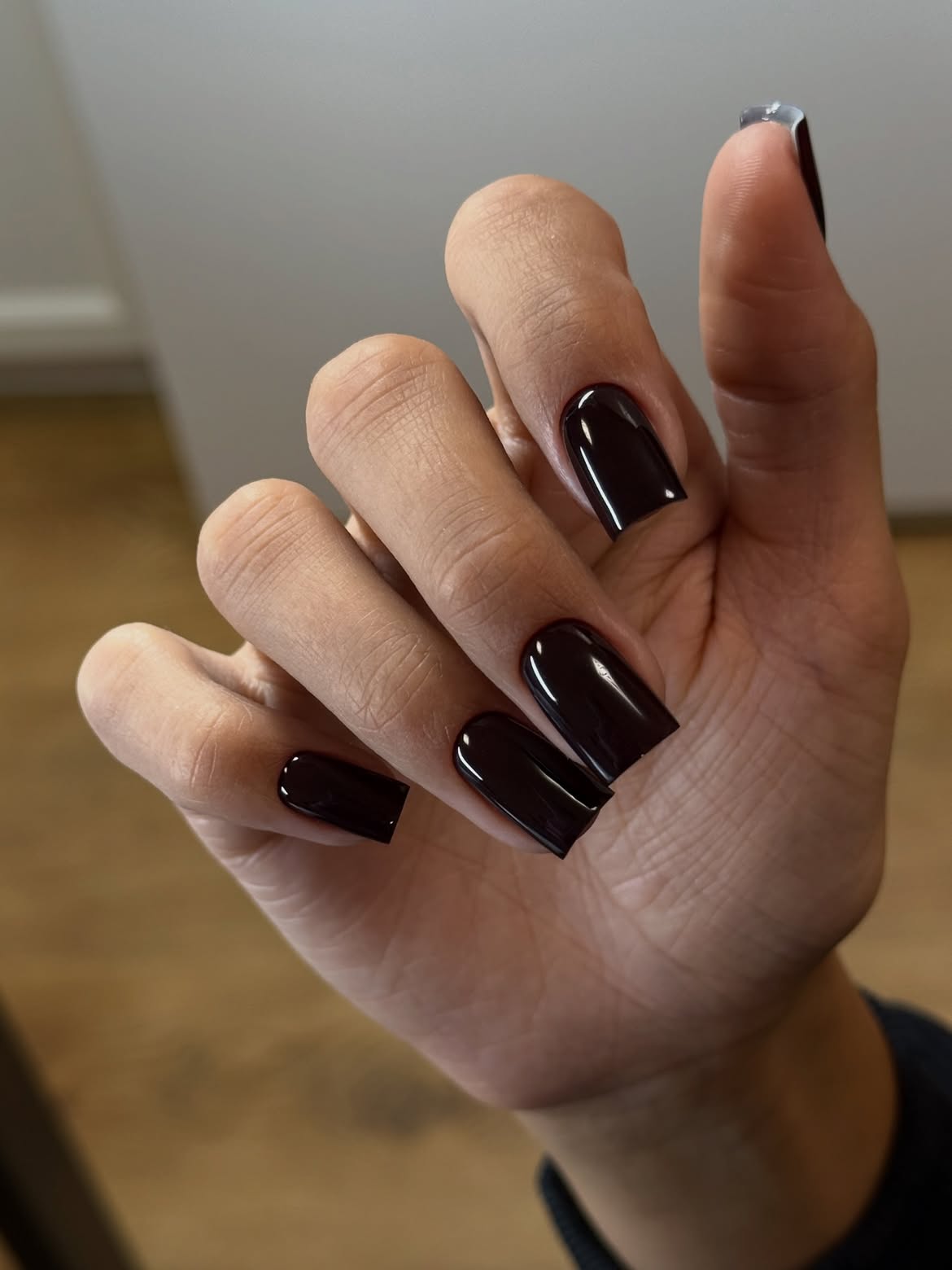 Deep Espresso Glossy Square Nails
