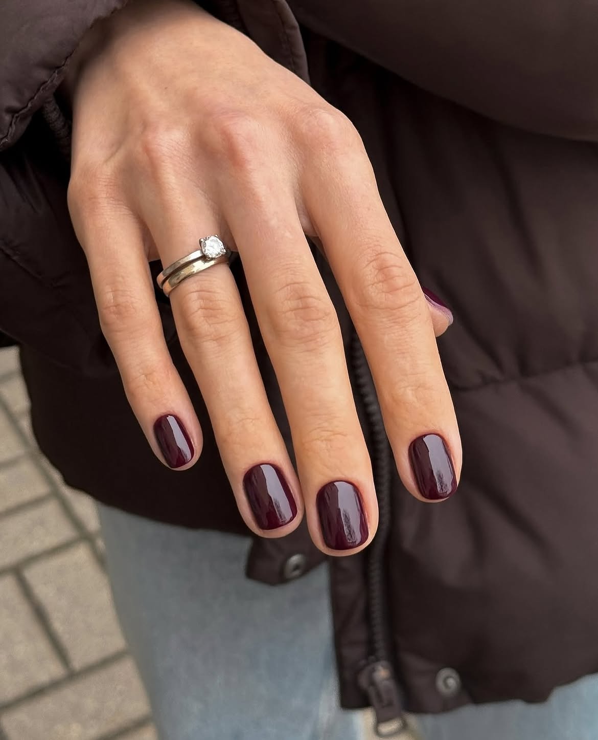 Deep Plum Glossy Short Squoval Nails