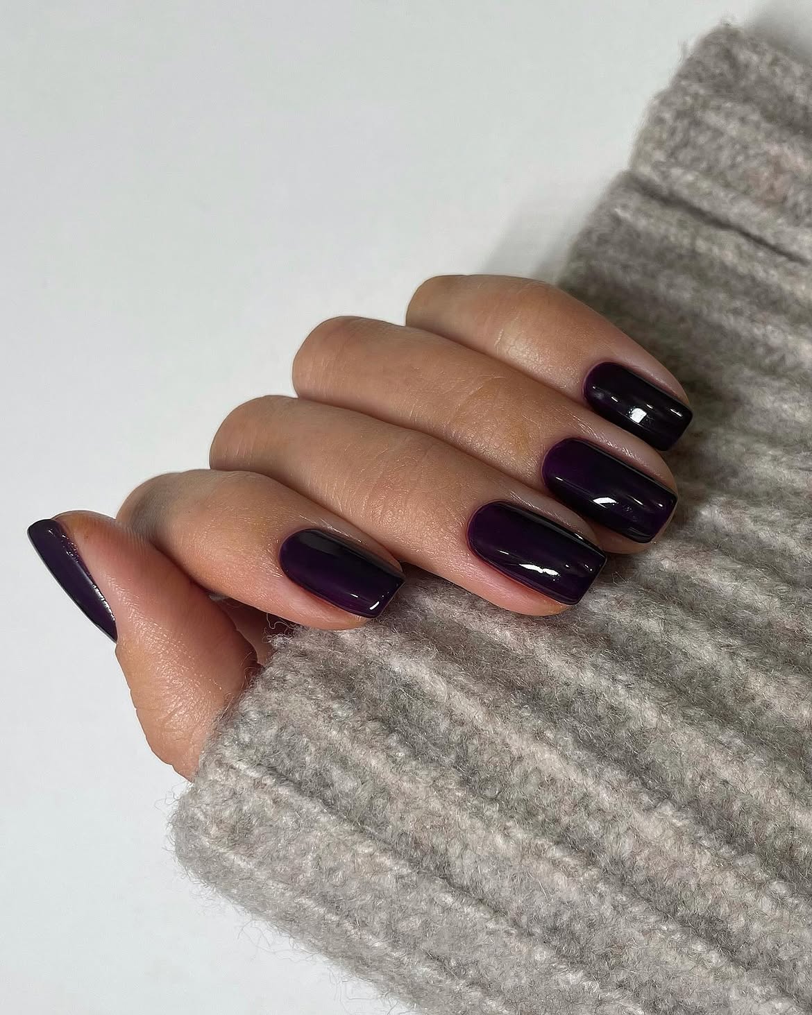 Deep Plum High Gloss Square Nails