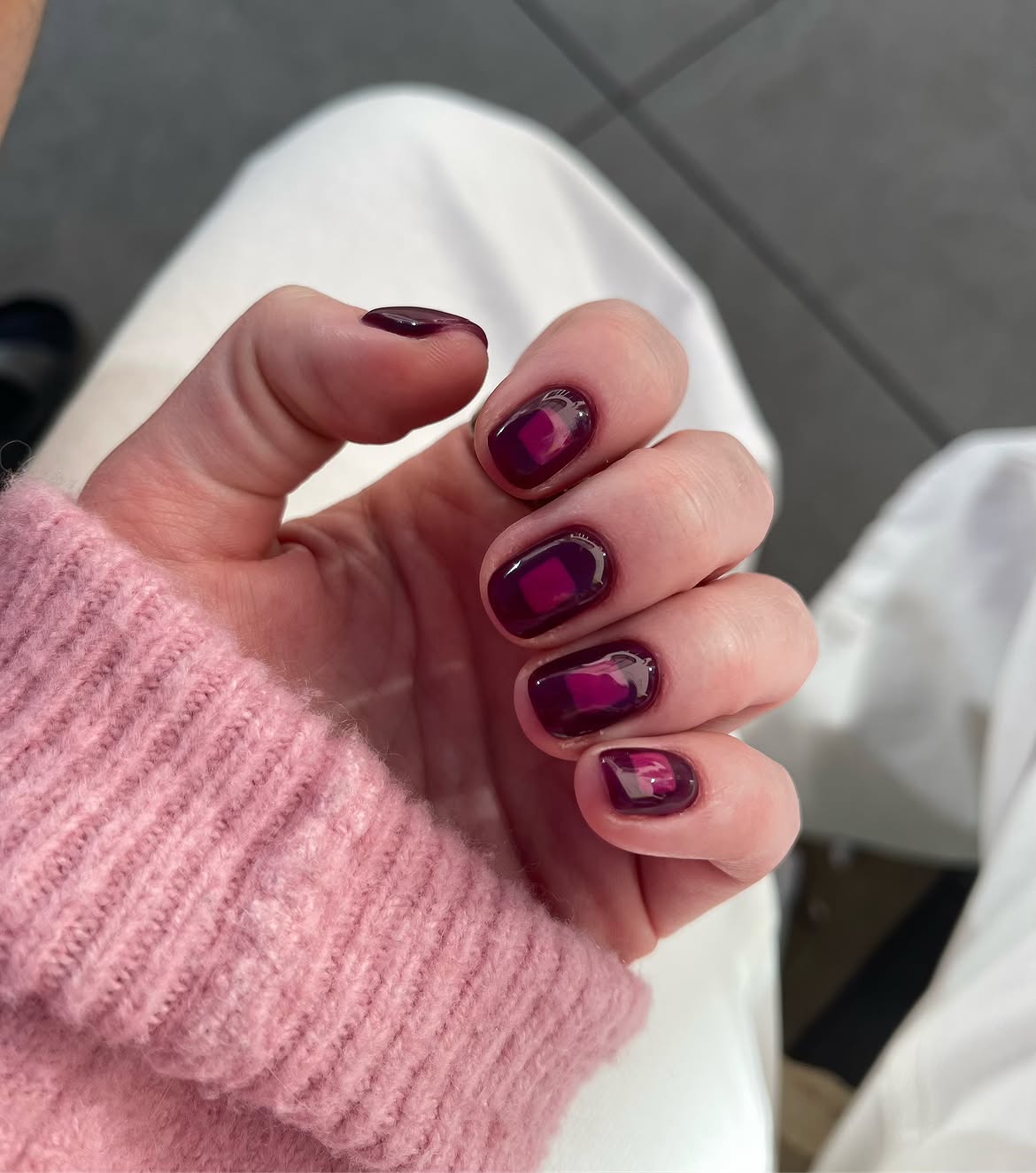 Deep Plum Jelly Square French Tips