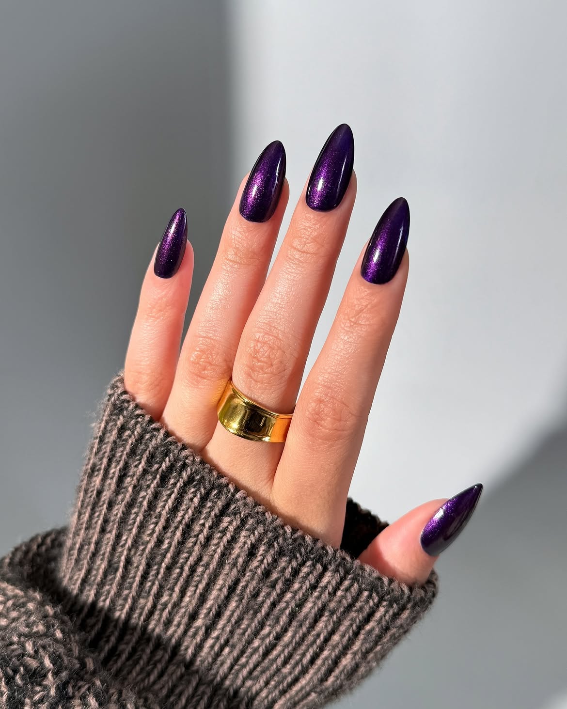 Deep Plum Sparkle Stiletto Nails
