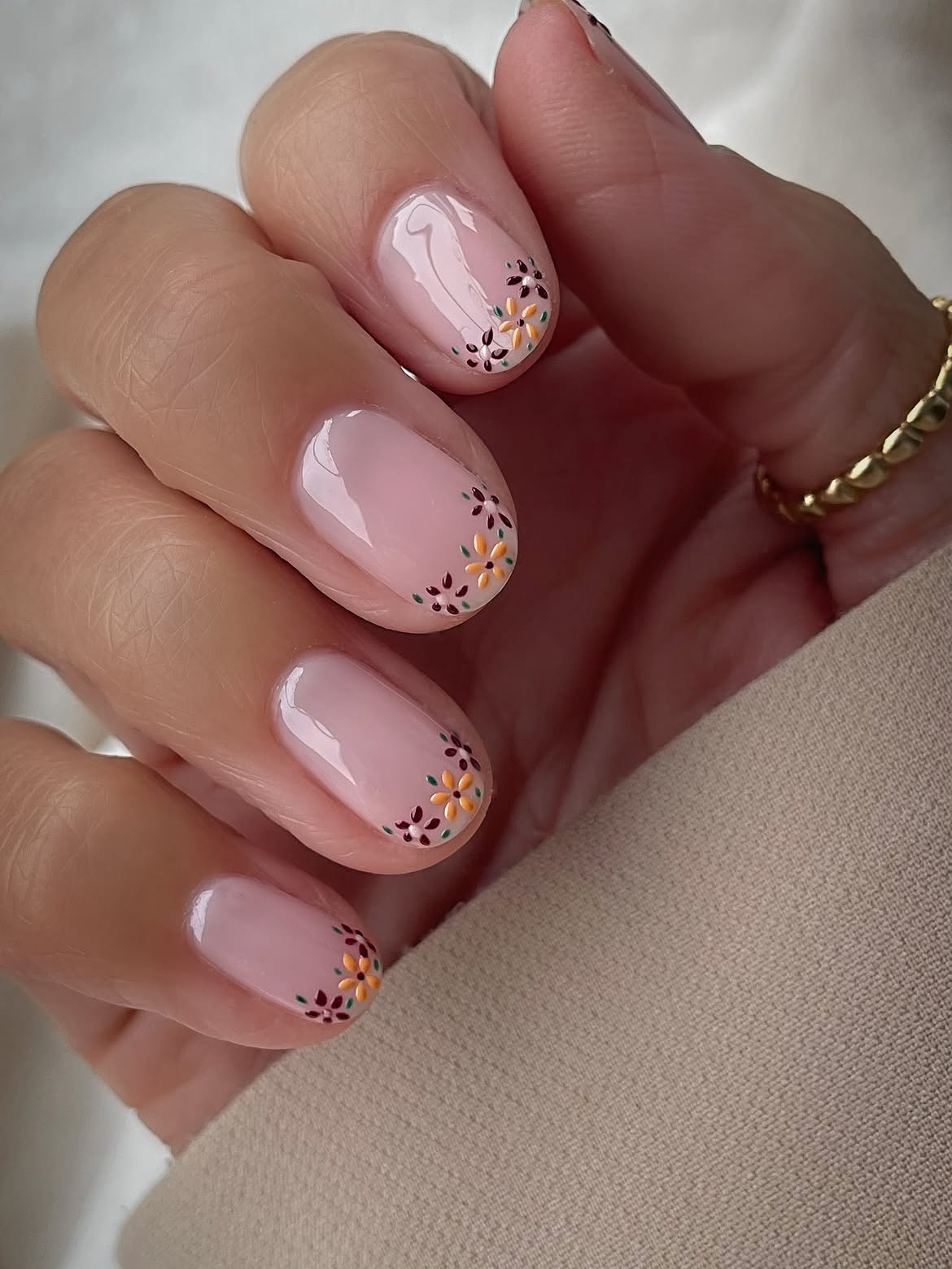 Delicate Floral French Tip Nails