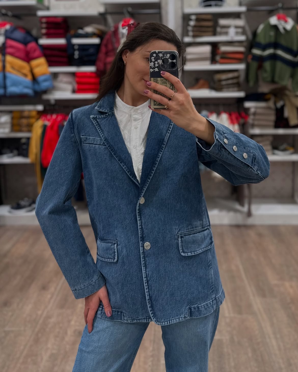 Denim Double Breasted Blazer And Matching Jeans
