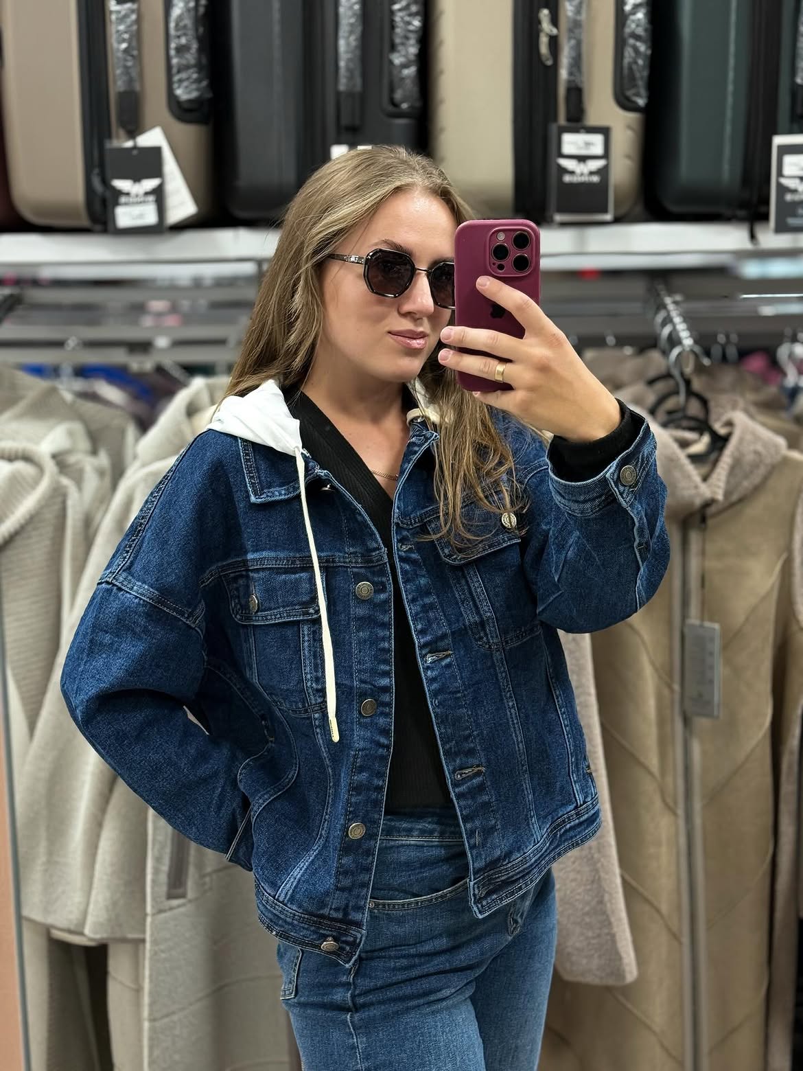 Denim Jacket With Hoodie And Matching Jeans