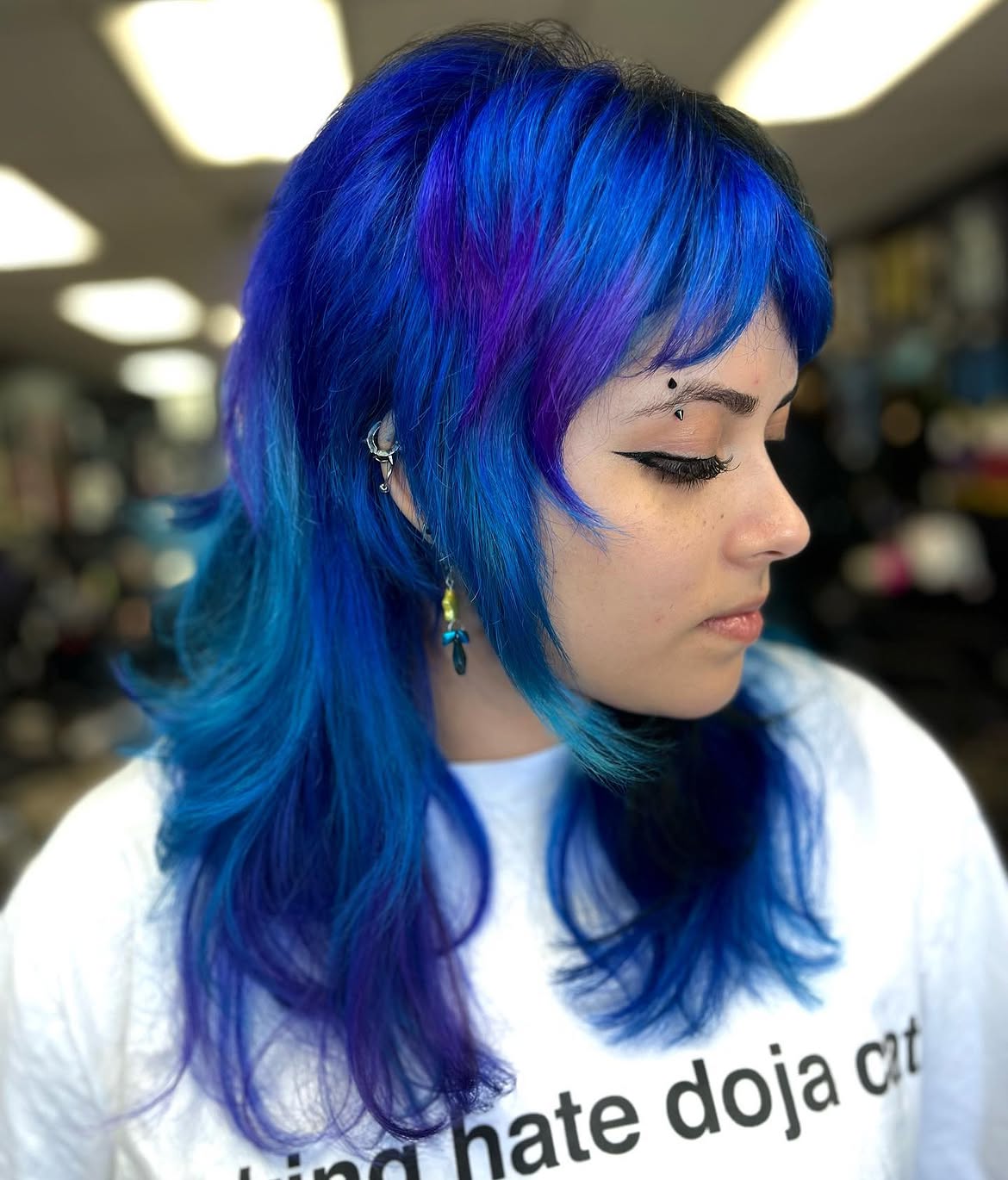 Electric Blue Mullet With Purple Undertones