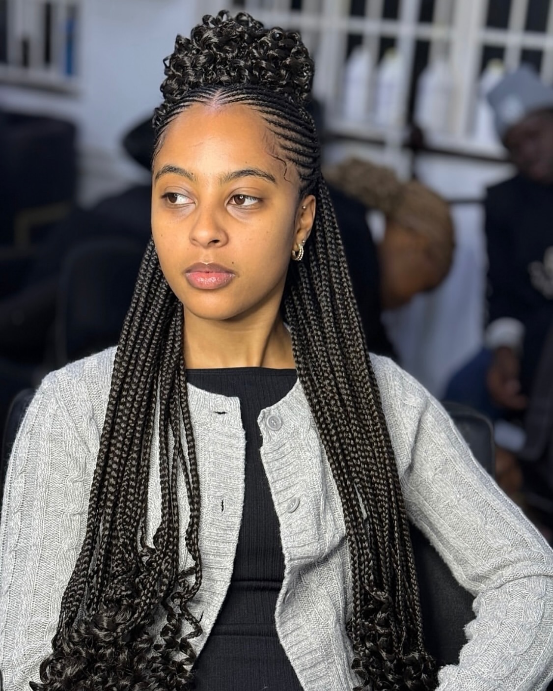 Elegant Fulani Braids With Curly Loose Ends