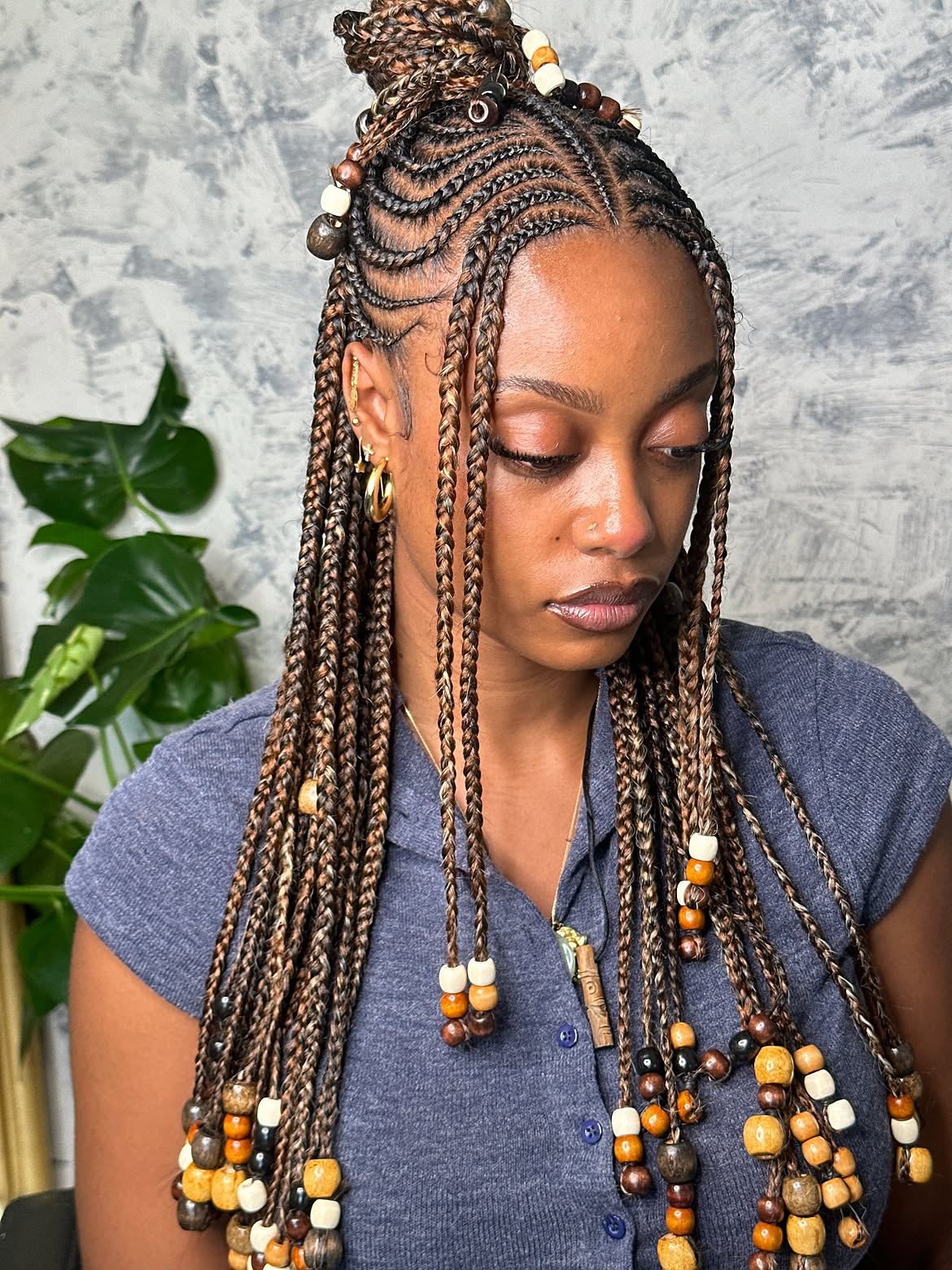 Elegant Fulani Braids With Wooden Beads