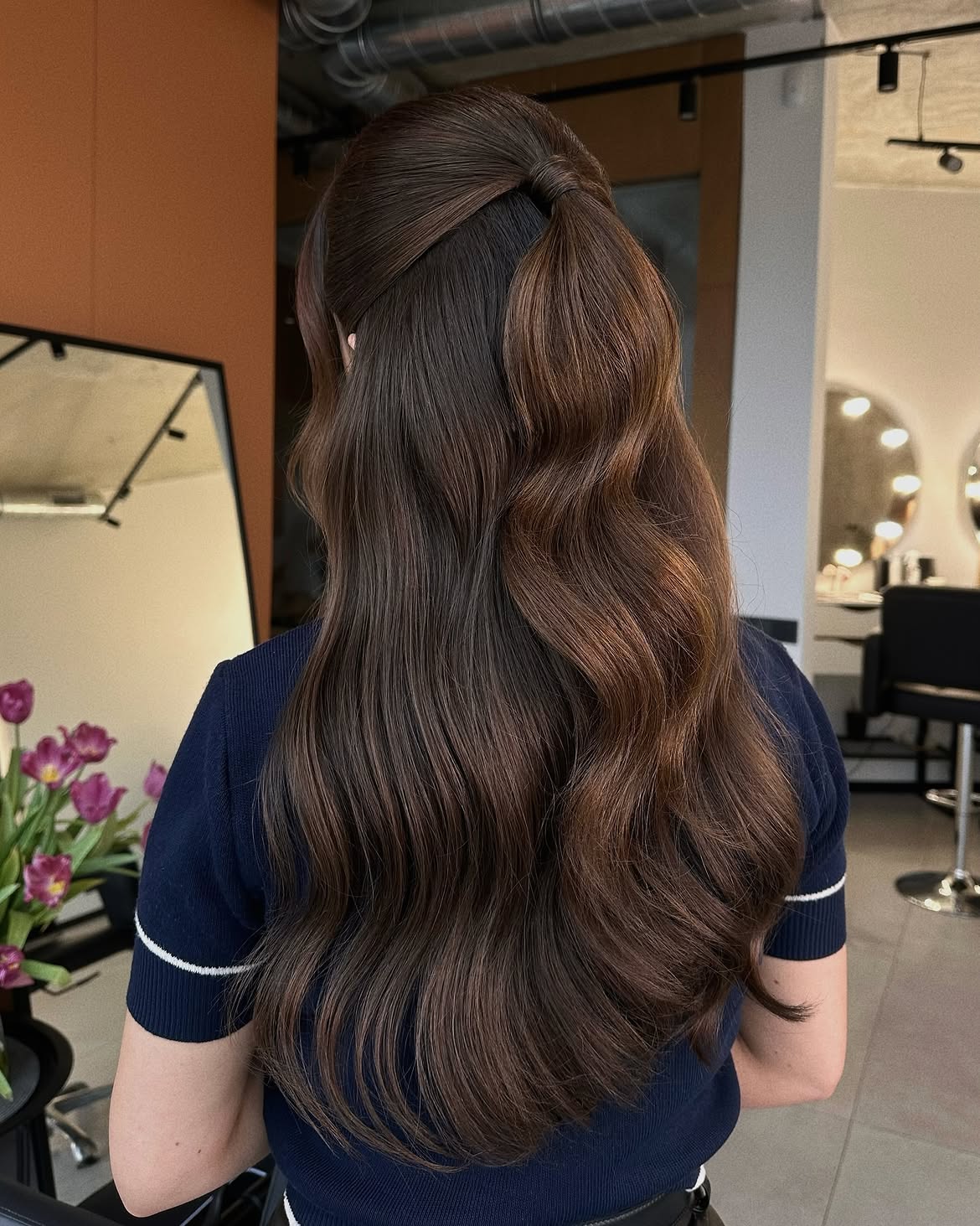 Elegant Half-Up Twist With Voluminous Waves