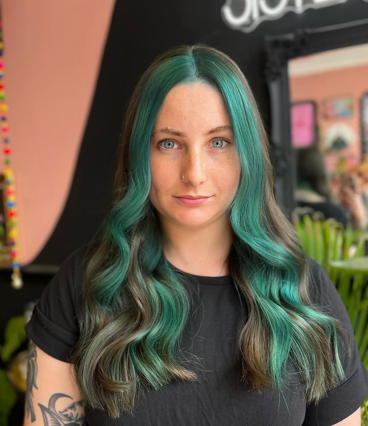 Emerald Ocean Waves With Dark Mystical Roots