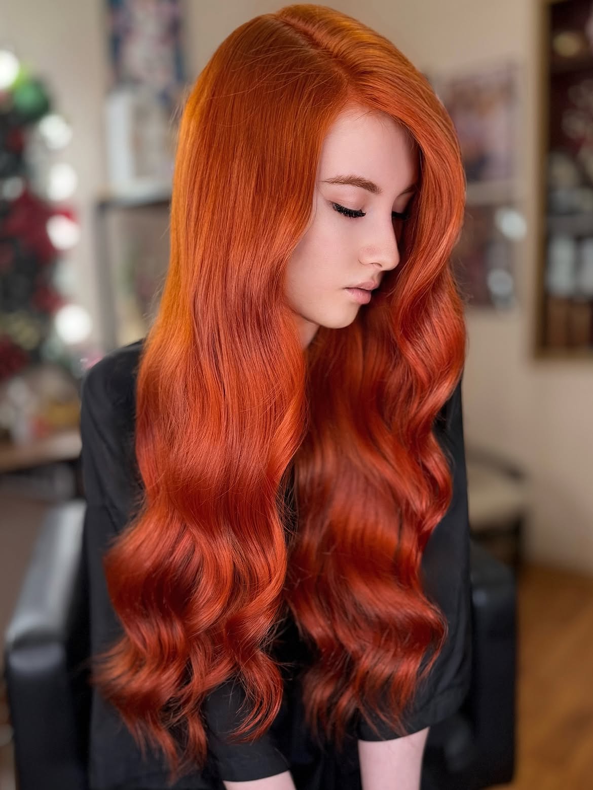 Fiery Copper Waves With Deep Side Part