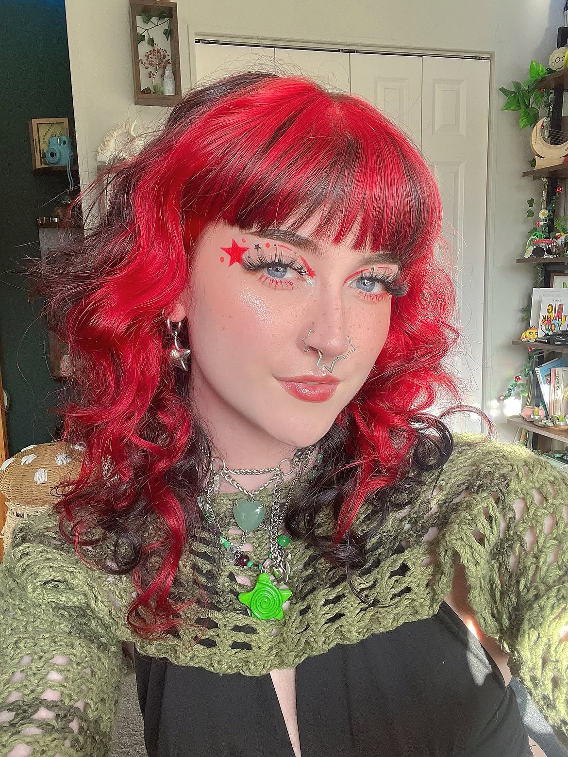 Fiery Red Highlights With Dark Underneath Waves