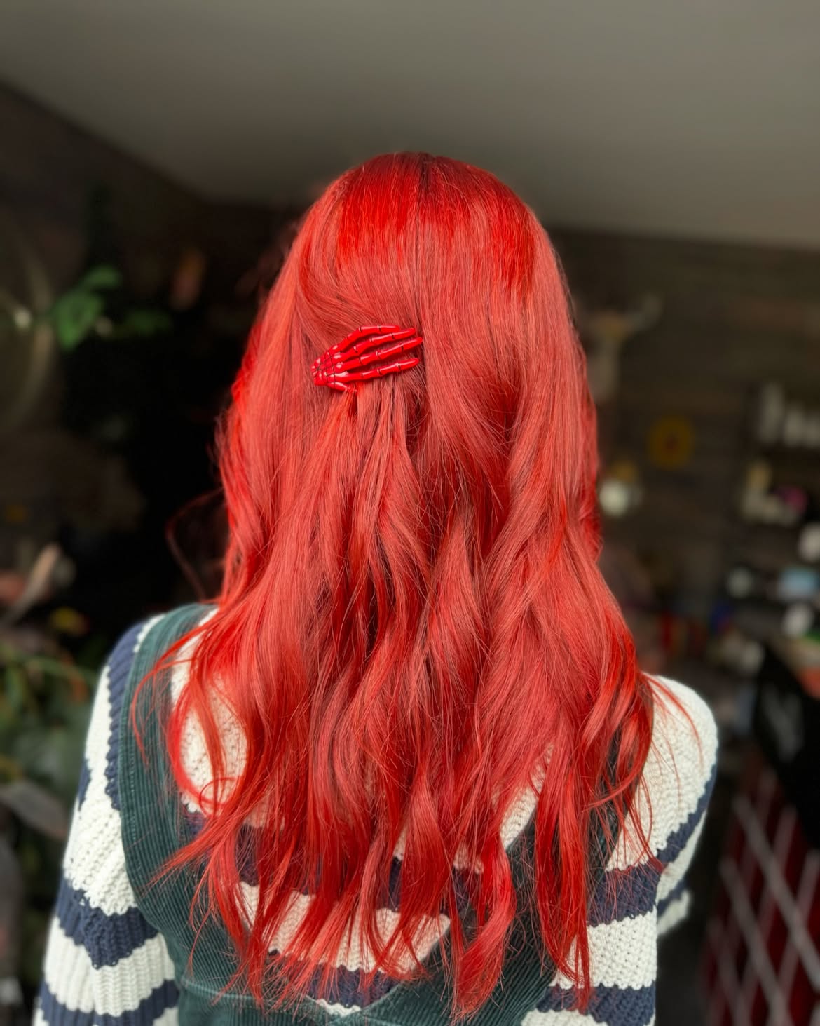Fiery Red Waves With Spooky Skeleton Clip