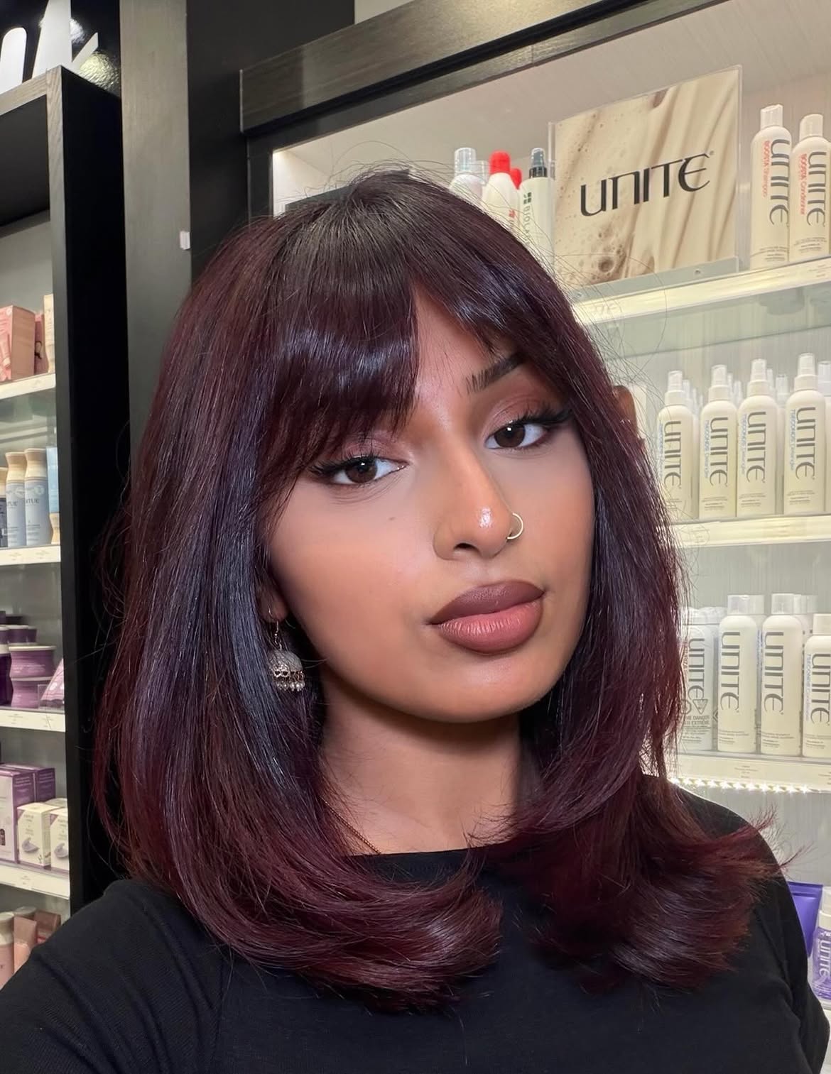 Garnet Glazed Cherry Cola Bob With Curtain Bangs
