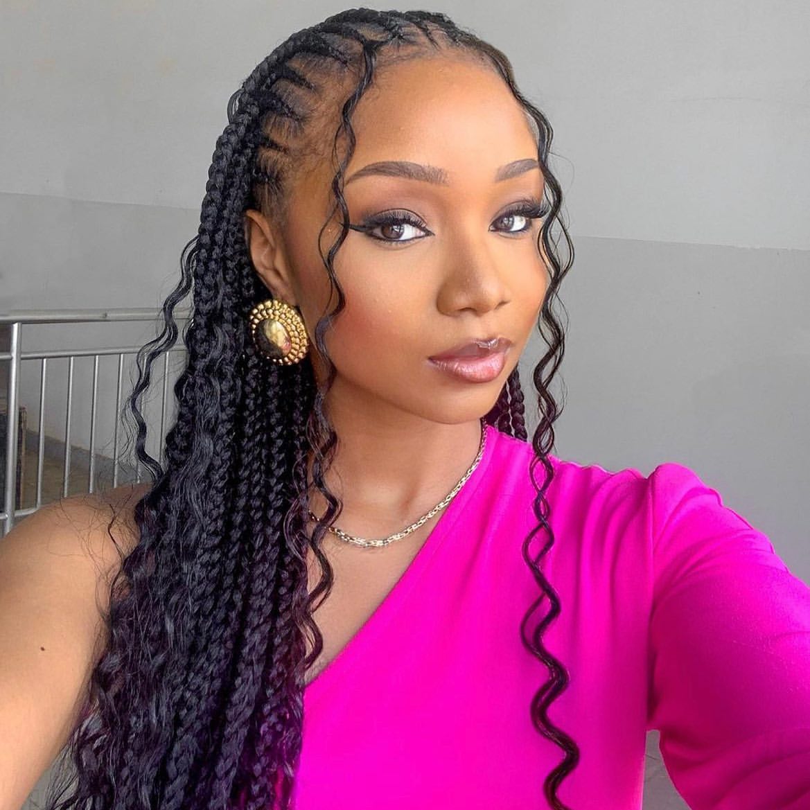 Goddess Braids With Defined Curls